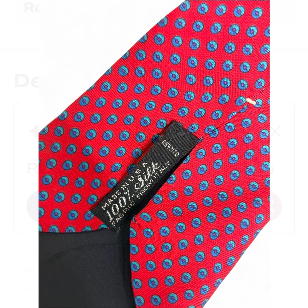 Men's Red Patterned Silk Tie - Picture 2 of 4